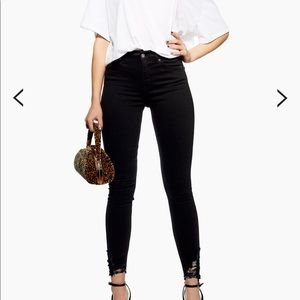 Top Shop ripped hem Jamie Jeans